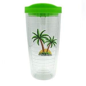 NEW: ISLAND Tropical Vacation Poolside Double Walled Sip Cup Tumbler Iced Coffee